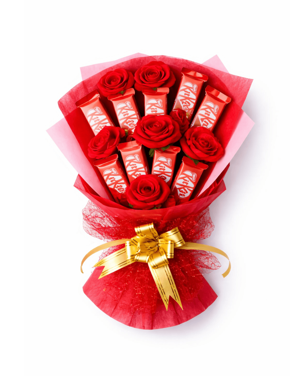 Premium KitKat Chocolate Bouquet (Red Rose Theme) | 10-Piece Chocolate Gift Bouquet for Rakhi, Birthday & Special Occasions